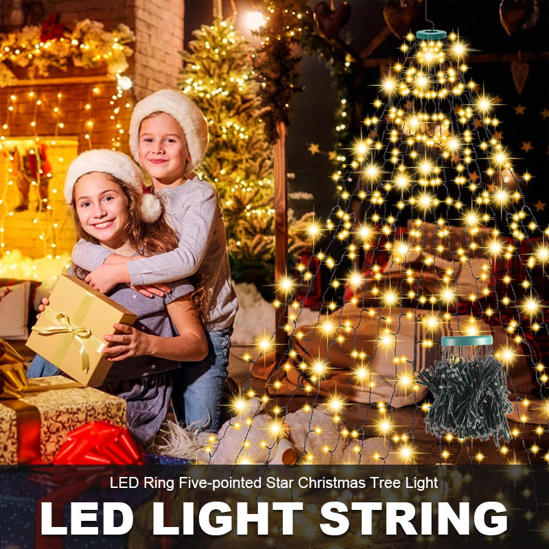 🎄 Stella a cinque punte con anello LED – Illuminazione per albero di Natale 🎄