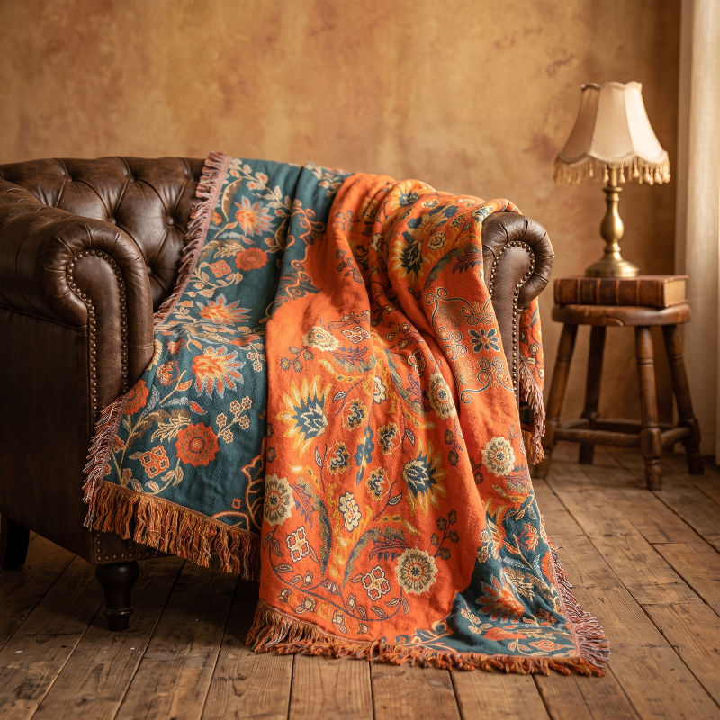 Marigold Reversible Cotton Throw Blanket