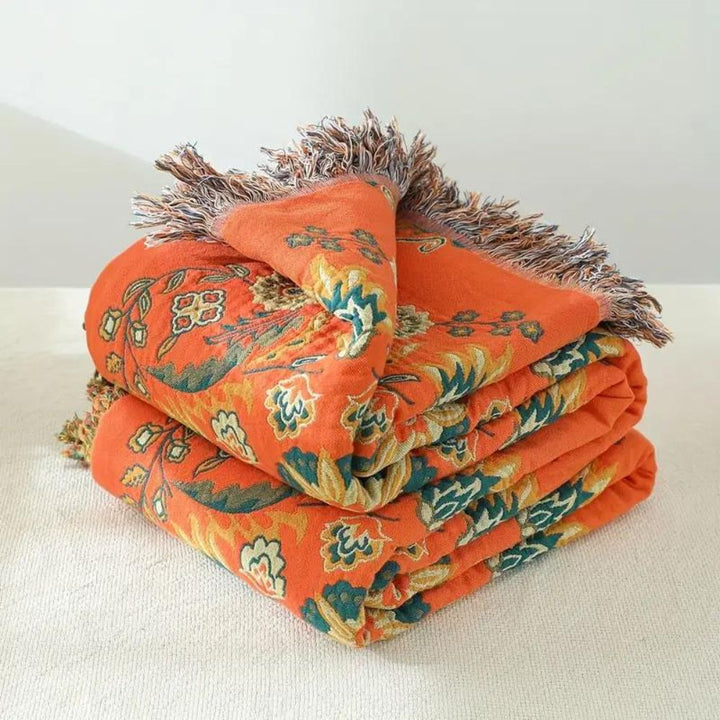 Marigold Reversible Cotton Throw Blanket