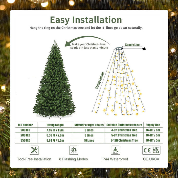 🎄 Stella a cinque punte con anello LED – Illuminazione per albero di Natale 🎄
