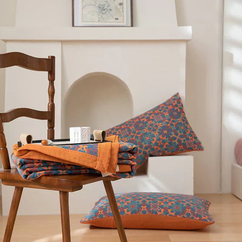 Couvre-Lit en Coton Biologique – Style Bleu Réversible