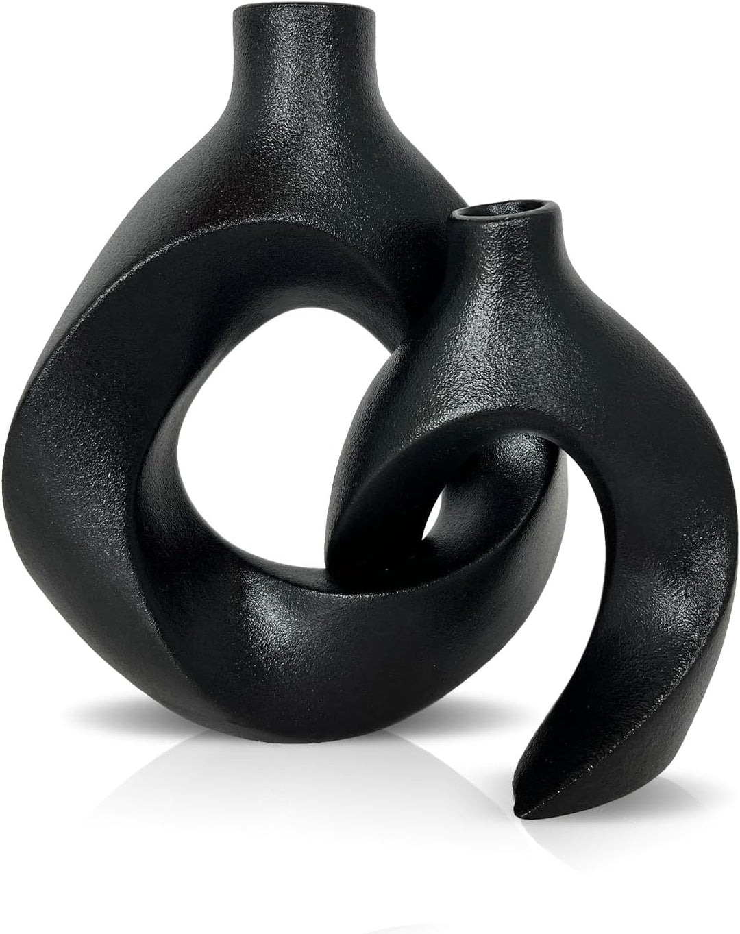 Set di 2 vasi in ceramica nera
