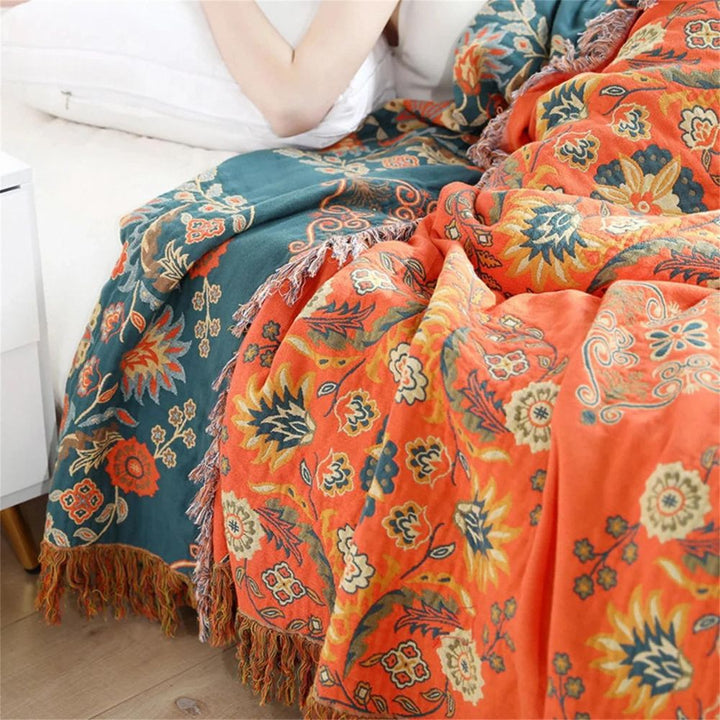 Marigold Reversible Cotton Throw Blanket