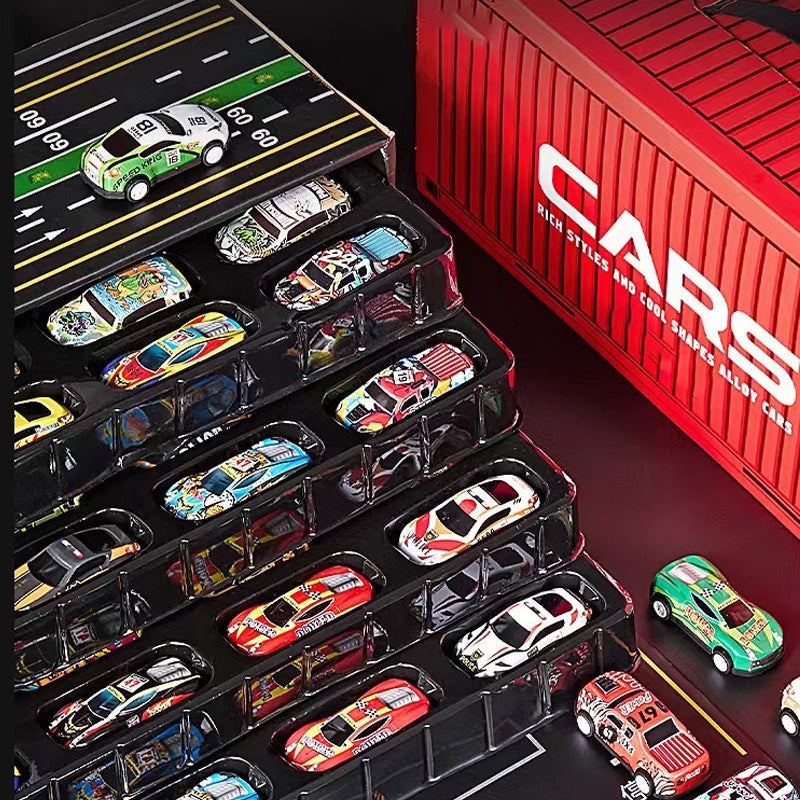 🎅 Saldi di Natale -50% 🎁 48 mini auto da corsa con garage integrato!