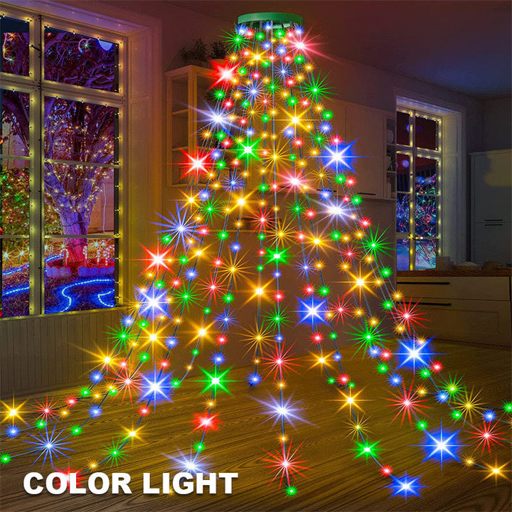 🎄 Stella a cinque punte con anello LED – Illuminazione per albero di Natale 🎄