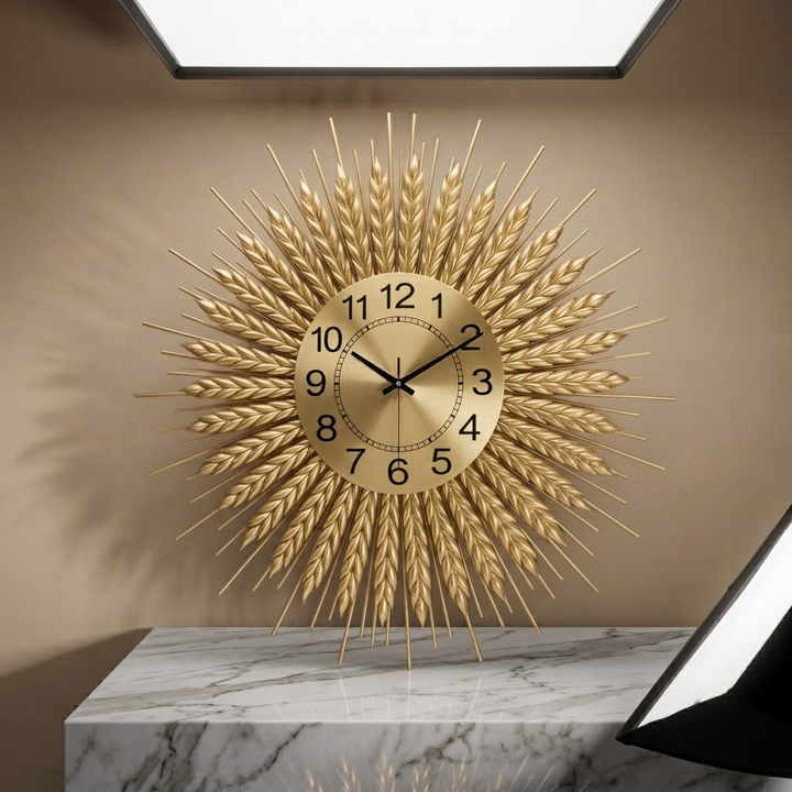 Refined Gold Sunburst Design Wall Clock