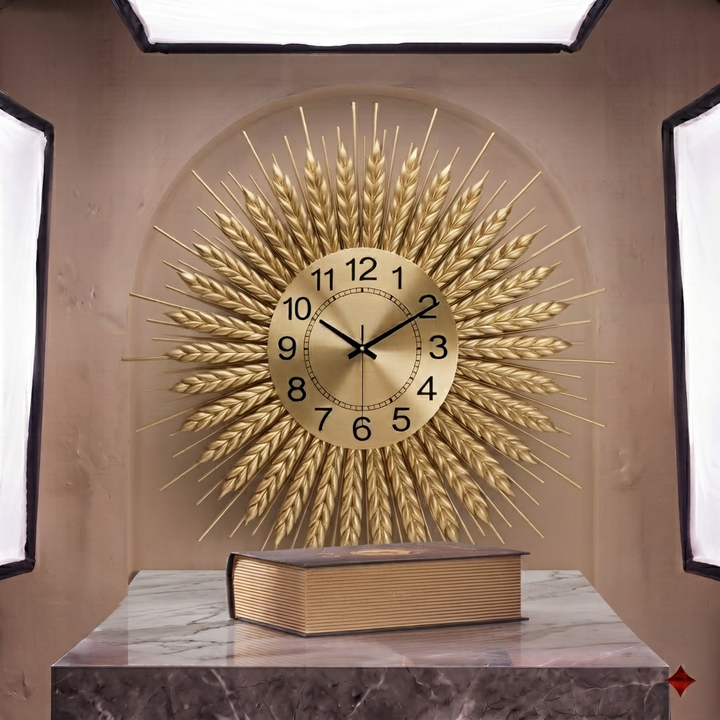Refined Gold Sunburst Design Wall Clock