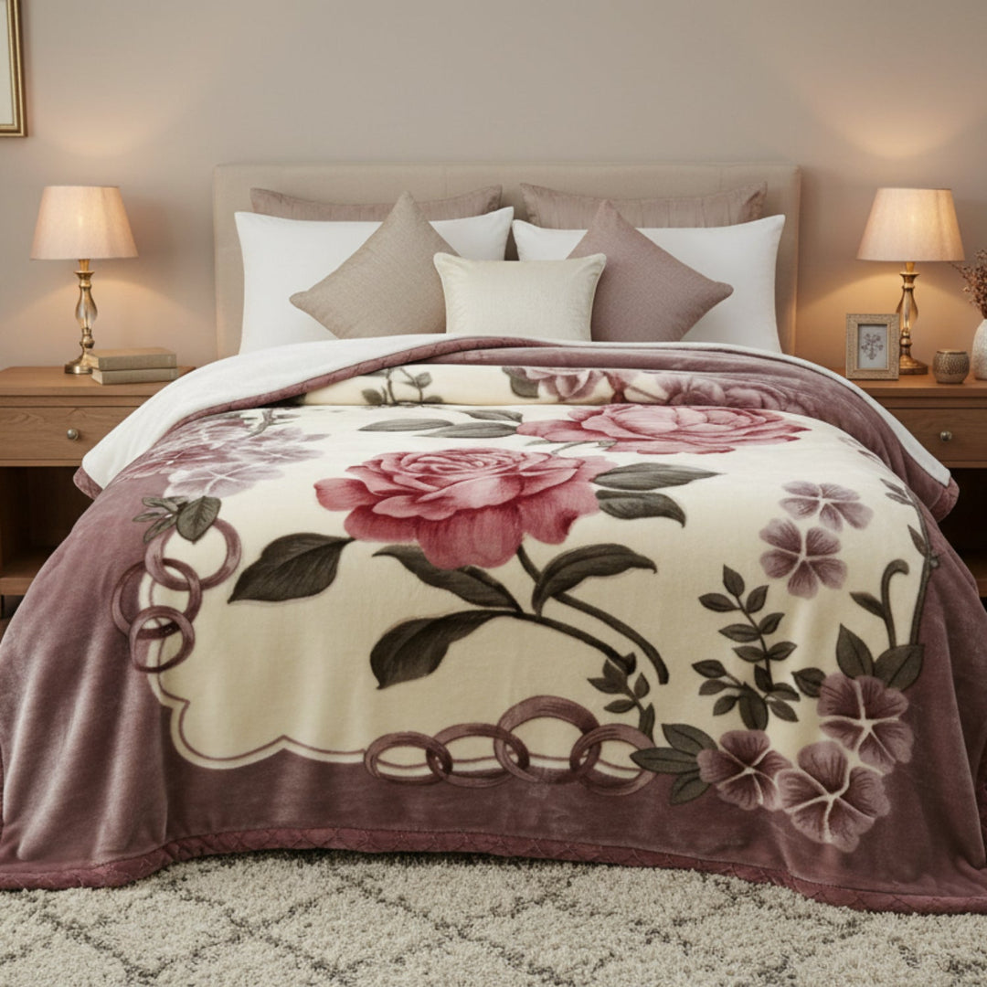 Plaid Douillet à Fleurs Roses – Confort & Style