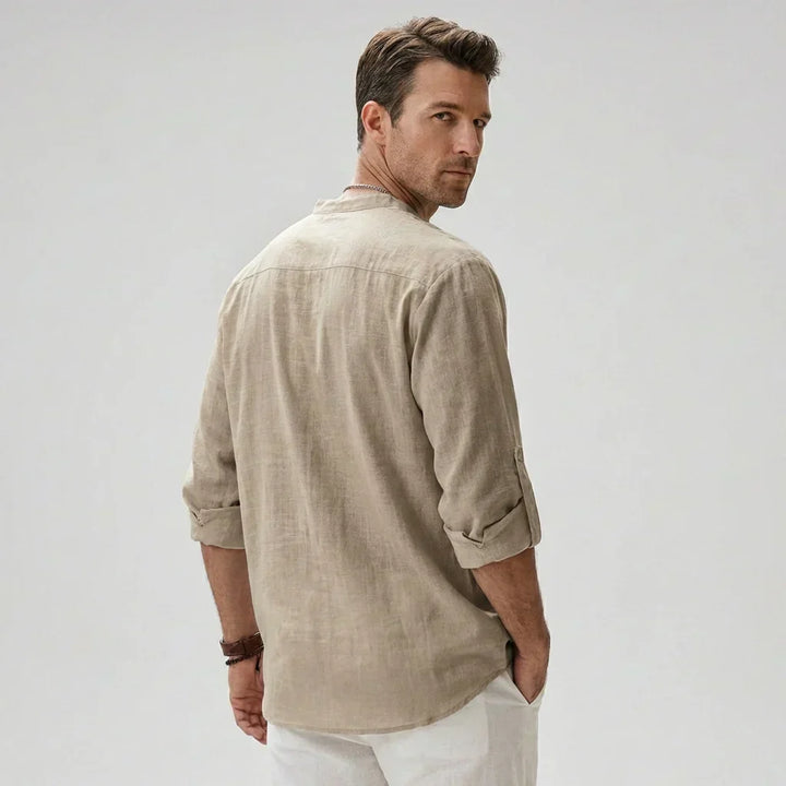 Louis | Chemise Henley en mélange de lin respirant pour homme