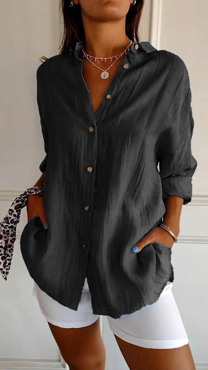 Camille | Chemise boutonnée texturée à coupe décontractée pour femme