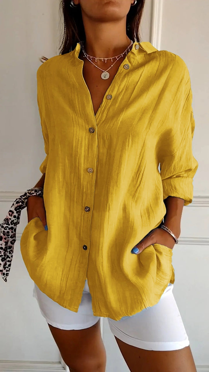 Camille | Chemise boutonnée texturée à coupe décontractée pour femme