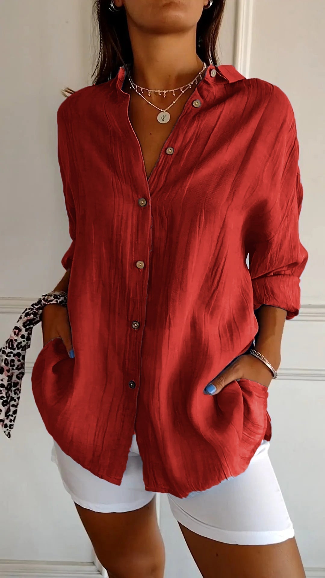 Camille | Chemise boutonnée texturée à coupe décontractée pour femme