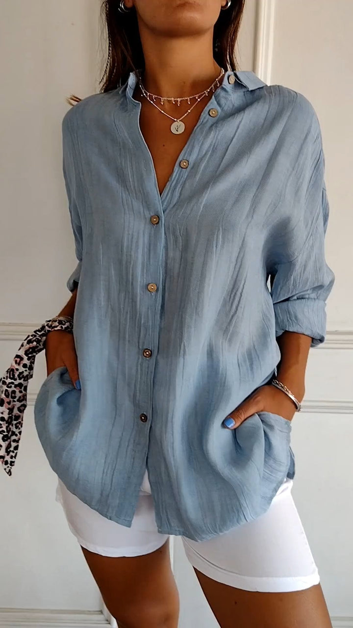 Camille | Chemise boutonnée texturée à coupe décontractée pour femme