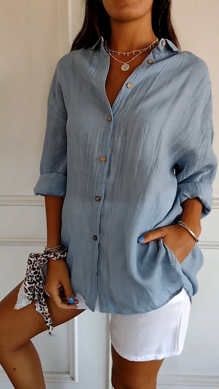 Camille | Chemise boutonnée texturée à coupe décontractée pour femme
