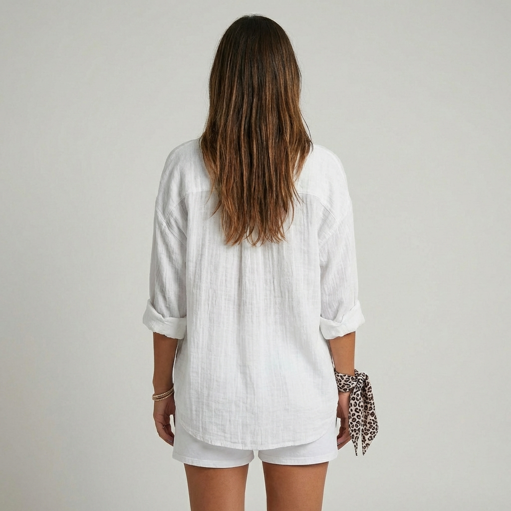 Camille | Chemise boutonnée texturée à coupe décontractée pour femme