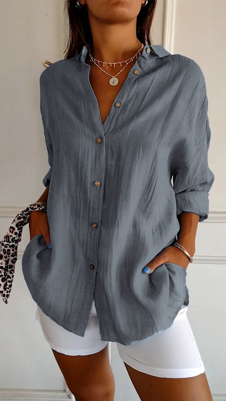 Camille | Chemise boutonnée texturée à coupe décontractée pour femme