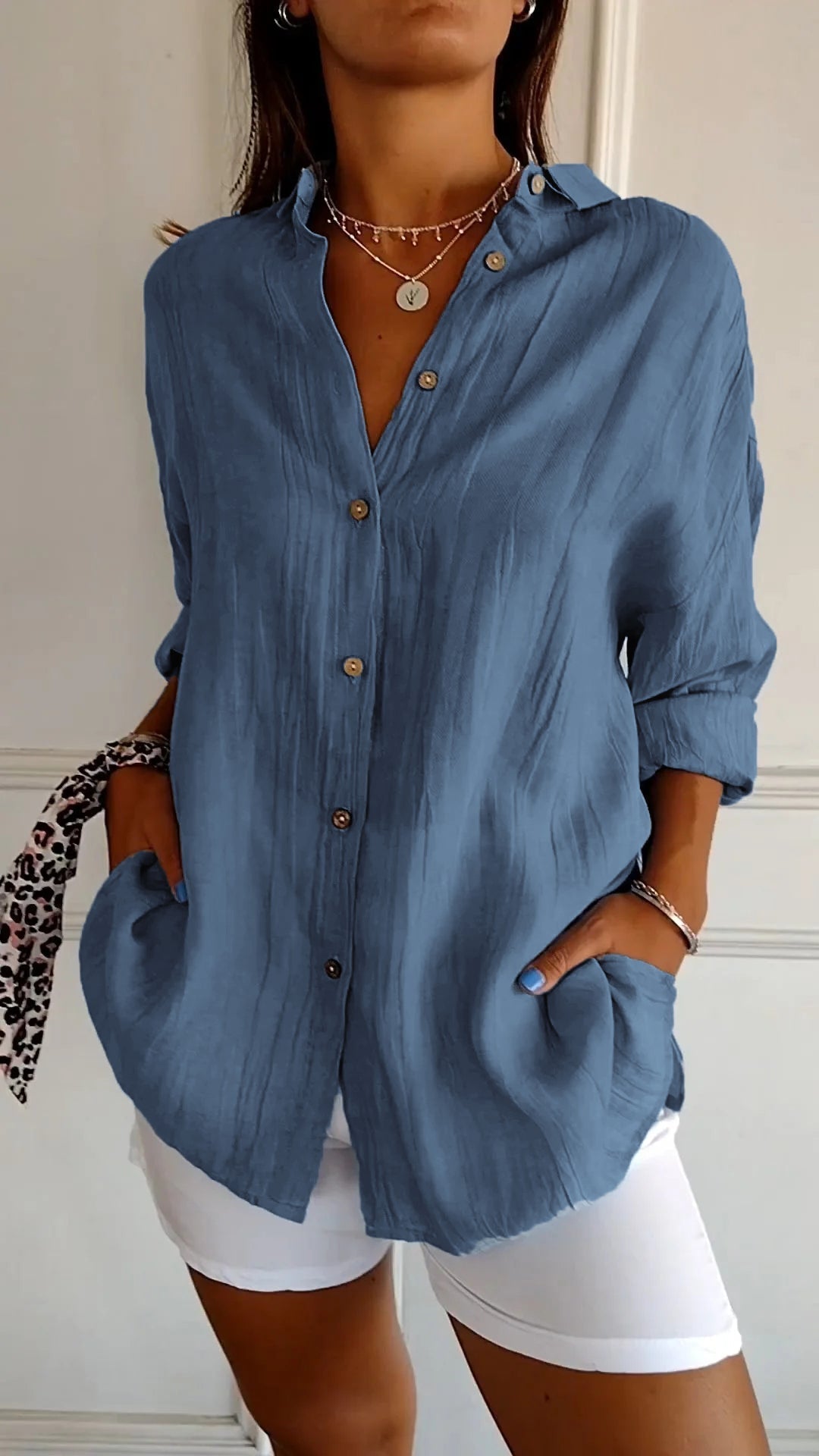 Camille | Chemise boutonnée texturée à coupe décontractée pour femme