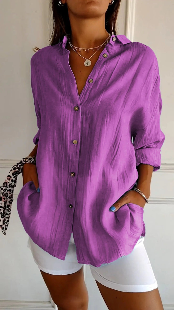 Camille | Chemise boutonnée texturée à coupe décontractée pour femme